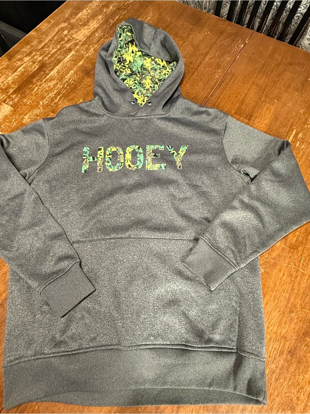 HOOey Men’s Small Gray Camo Logo Pullover Hoodie Western Rodeo Sweatshirt